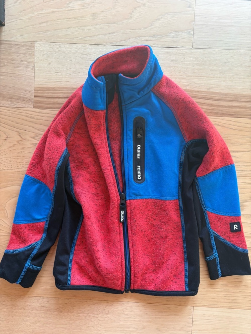 Reima Kids' Red & Blue Fleece Jacket with Zipper Pocket